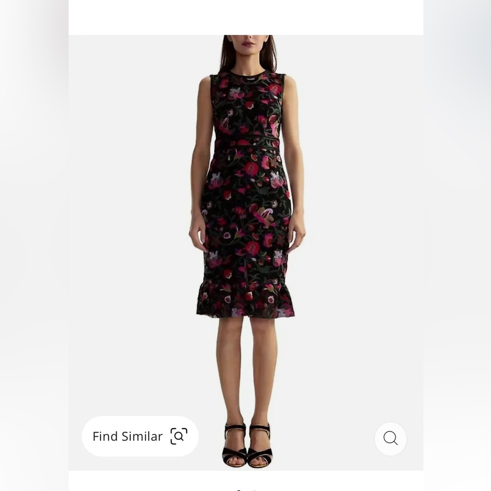 NWT Cynthia Rowley embroidered sleeveless midi dress black multi